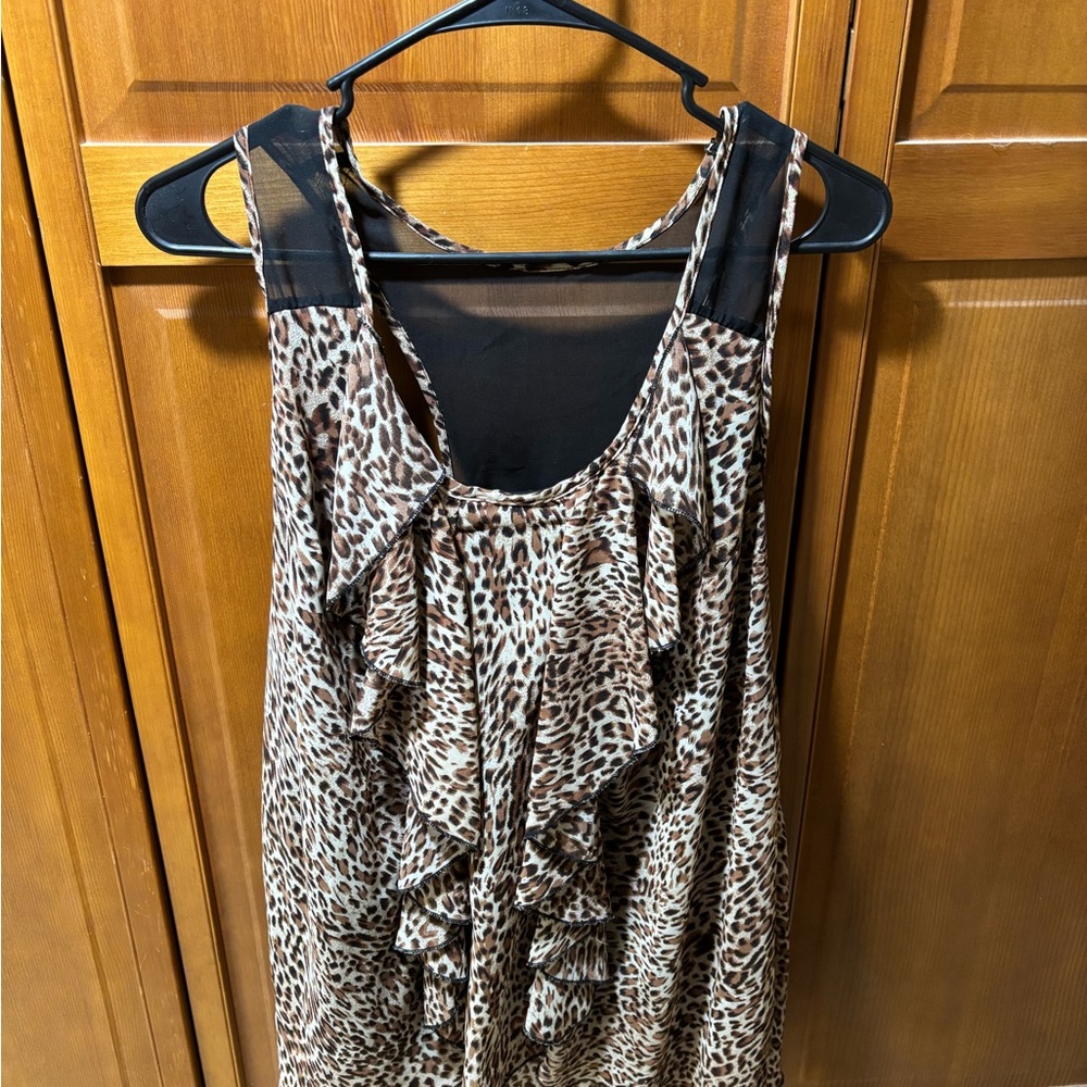 HeartSoul Leopard Print Ruffled Tank Top